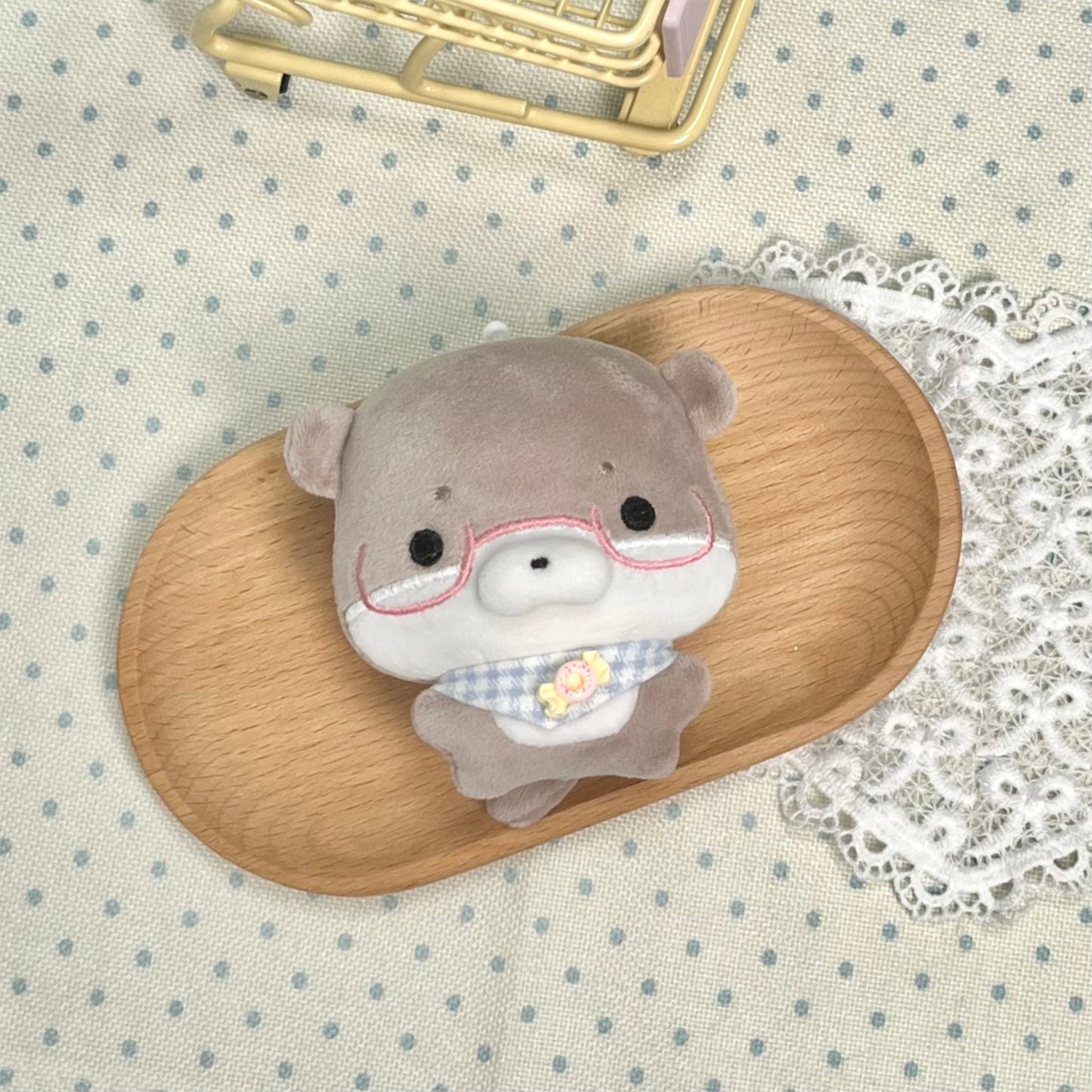 Original animal plush toy 10cm cotton doll【[Mirror frame otter】